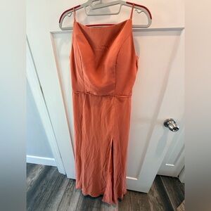 Kennedy Blue Dress Size 10 Rust Terracotta Satin Midi Slit